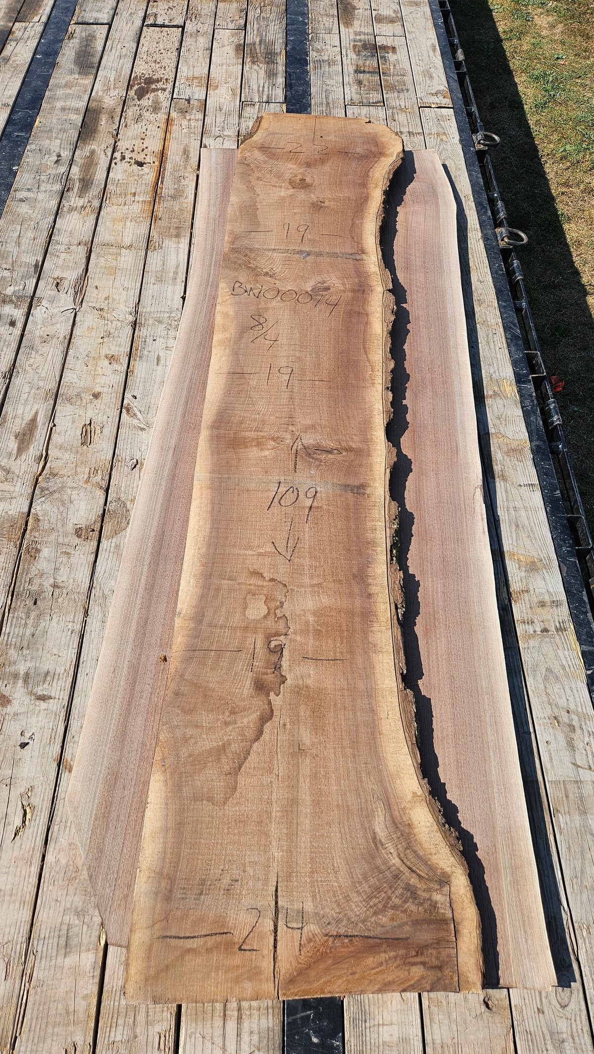 Curly Black Walnut Live Edge Slab 109"x19"-24"x2"