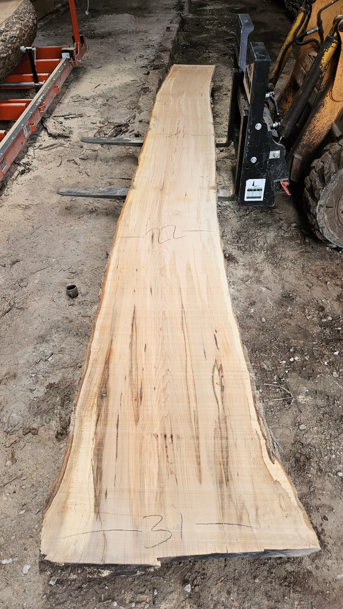 Sugar Maple Live Edge Slab 196"x18"-31"x2.5"