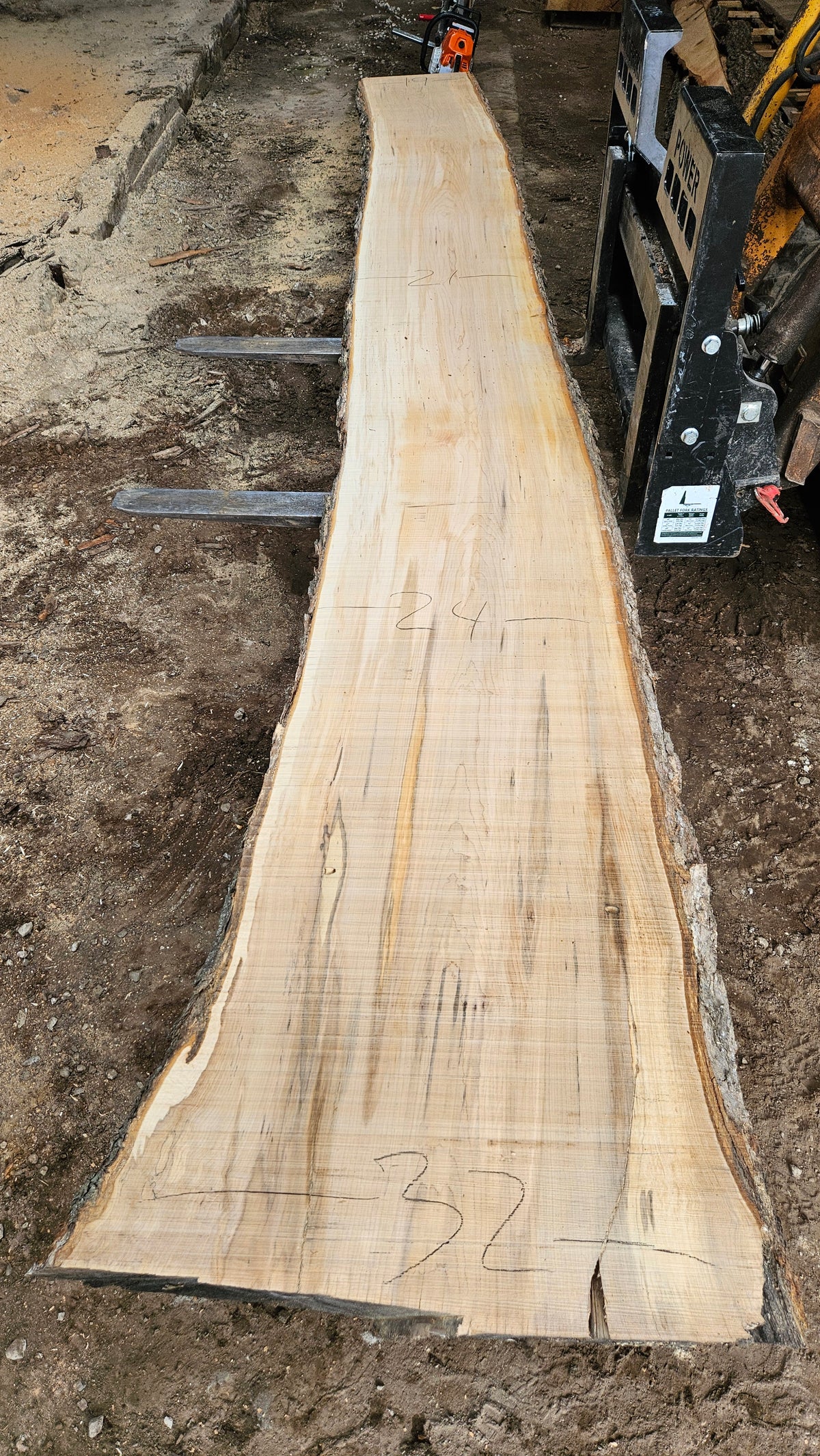 Sugar Maple Live Edge Slab 199"x23"-37"x2.5"