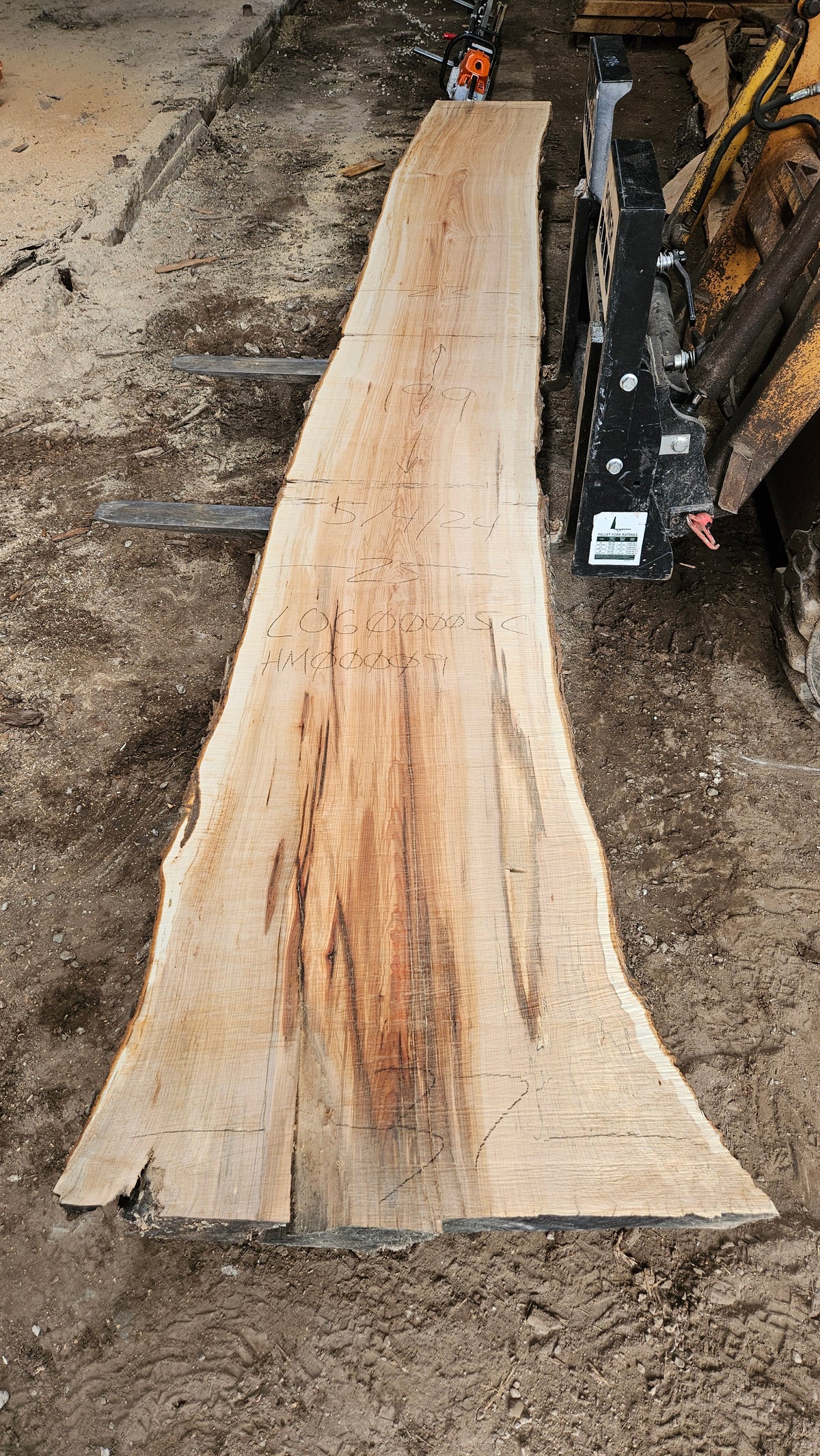 Sugar Maple Live Edge Slab 199"x23"-37"x2.5"