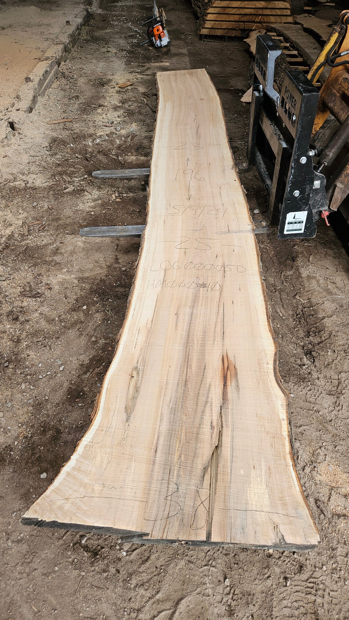 Sugar Maple Live Edge Slab 196"x22"-38"x2.75"