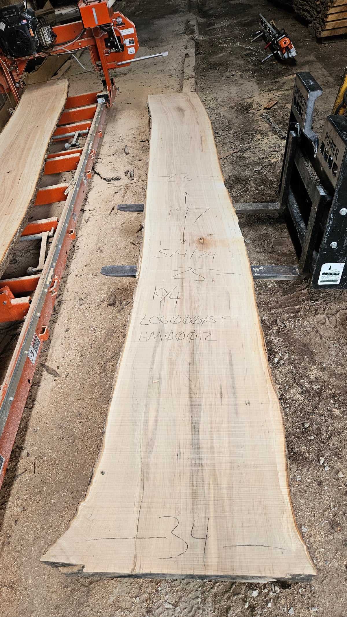 Sugar Maple Live Edge Slab 197"x22"-34"x2.5"