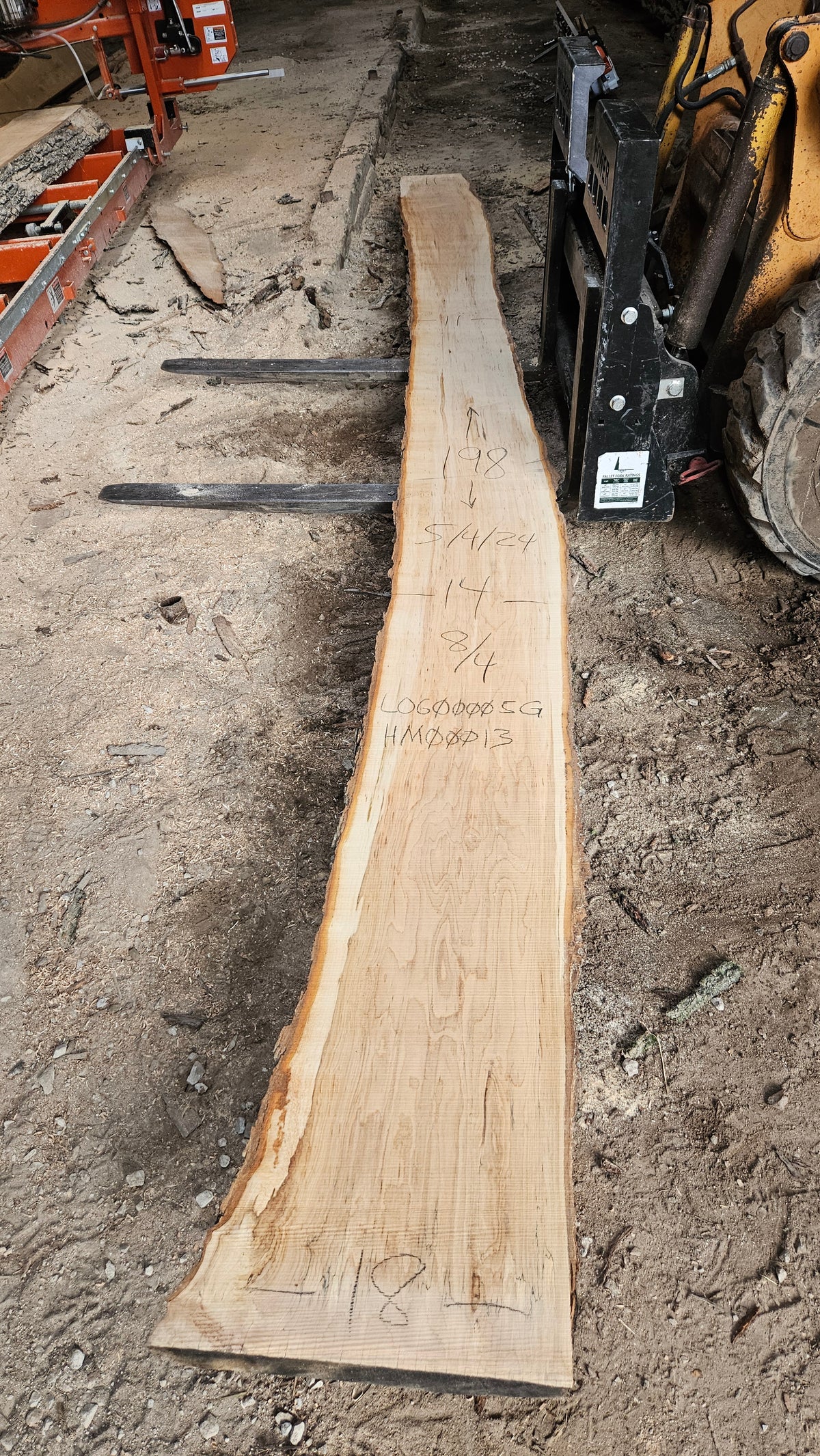 Sugar Maple Live Edge Slab 198"x11"-18"x2"