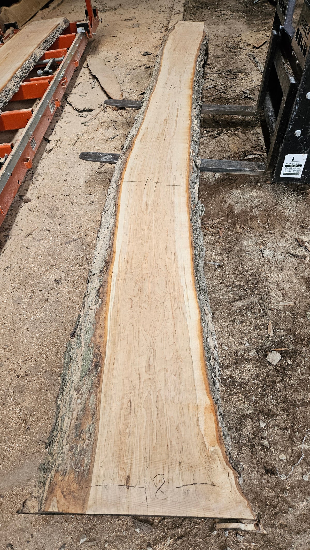 Sugar Maple Live Edge Slab 197"x16"-27"x2.25"