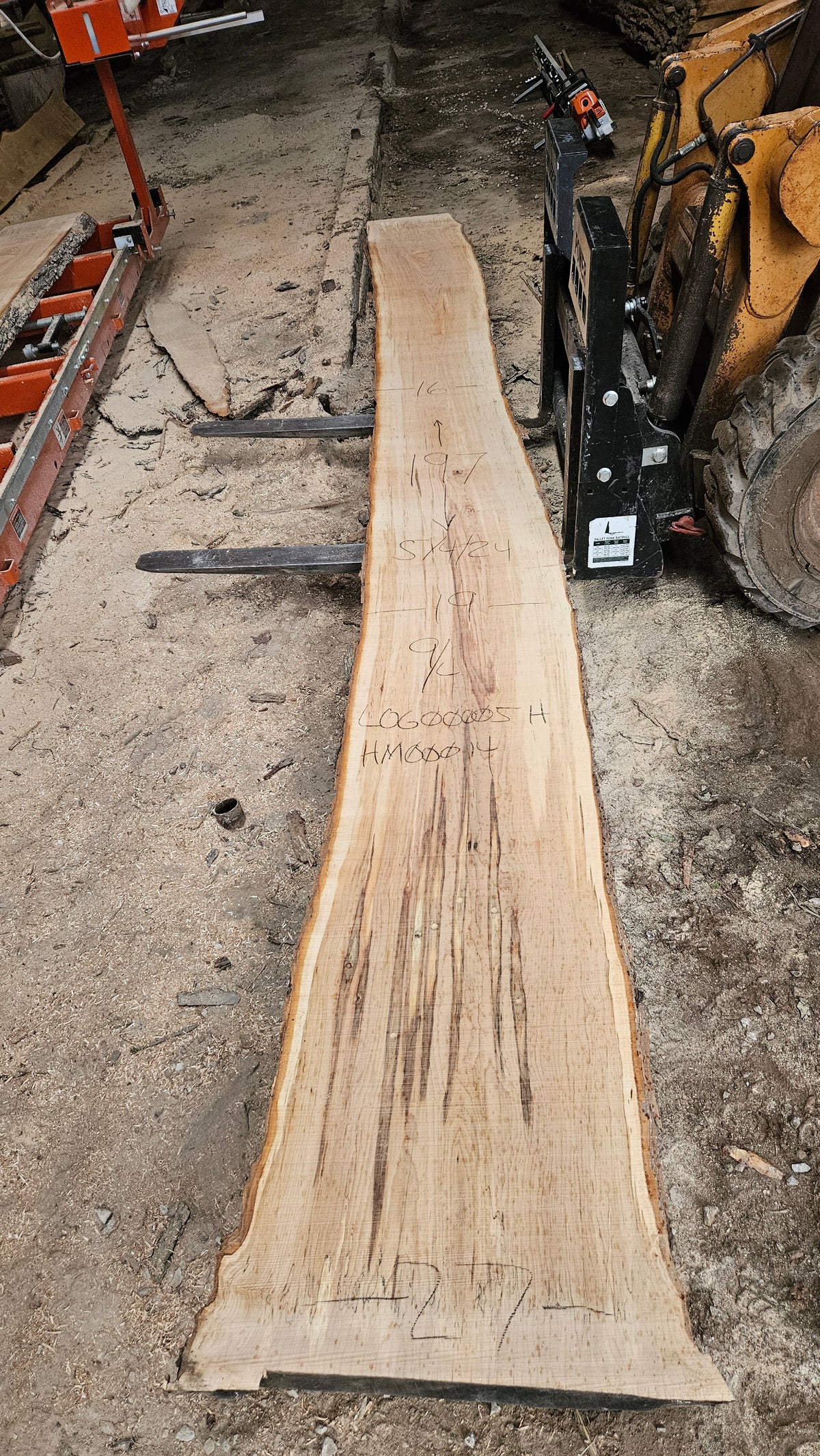 Sugar Maple Live Edge Slab 197"x16"-27"x2.25"