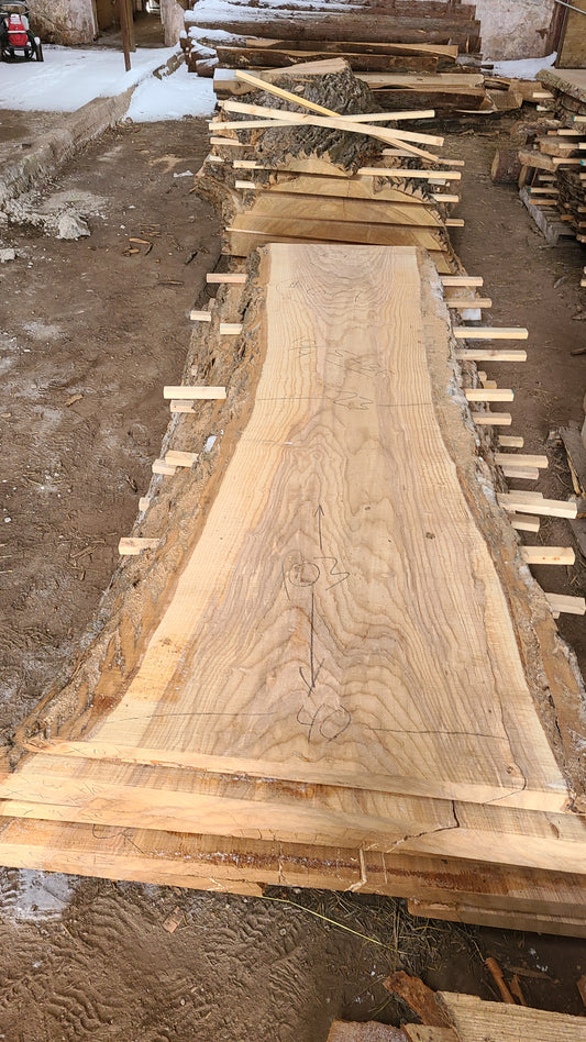 Ash Slab 103"x23"-40"x2.5"
