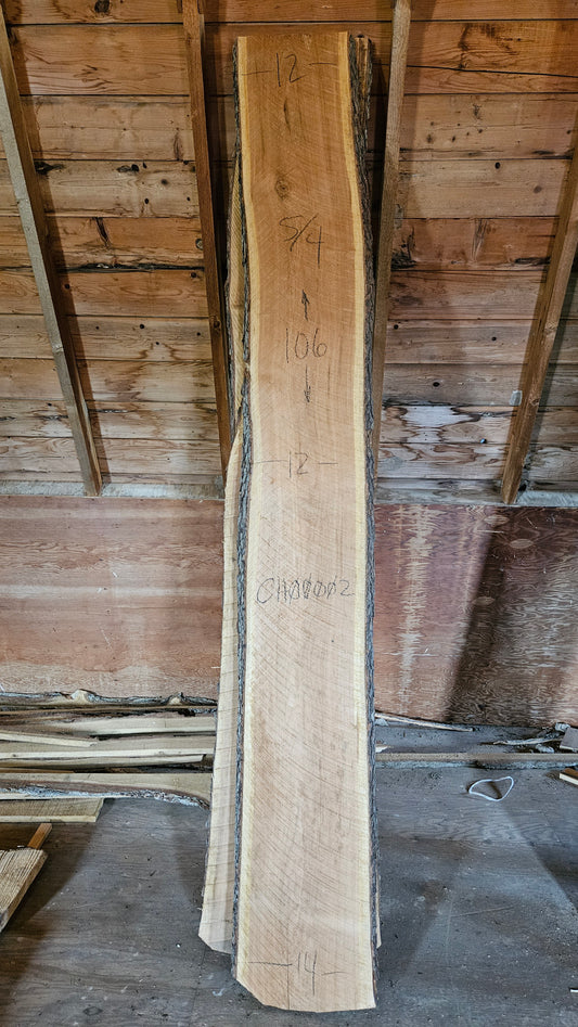 Black Cherry Live Edge Slab 106"x12"-14"x1.25"