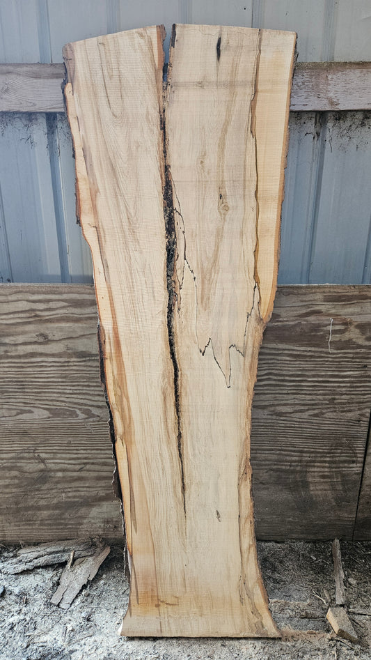 Spalted Sugar Maple Live Edge Slab 74"x19"-27"x2"